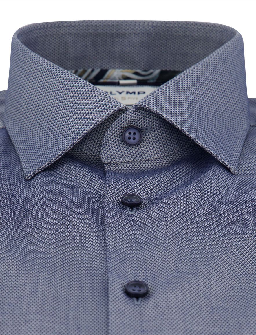 Overhemd grijs Olymp body fit met donkere knoop mouwlengte 7