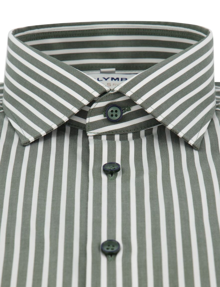 Overhemd groen gestreept Olymp body fit mouwlengte 7