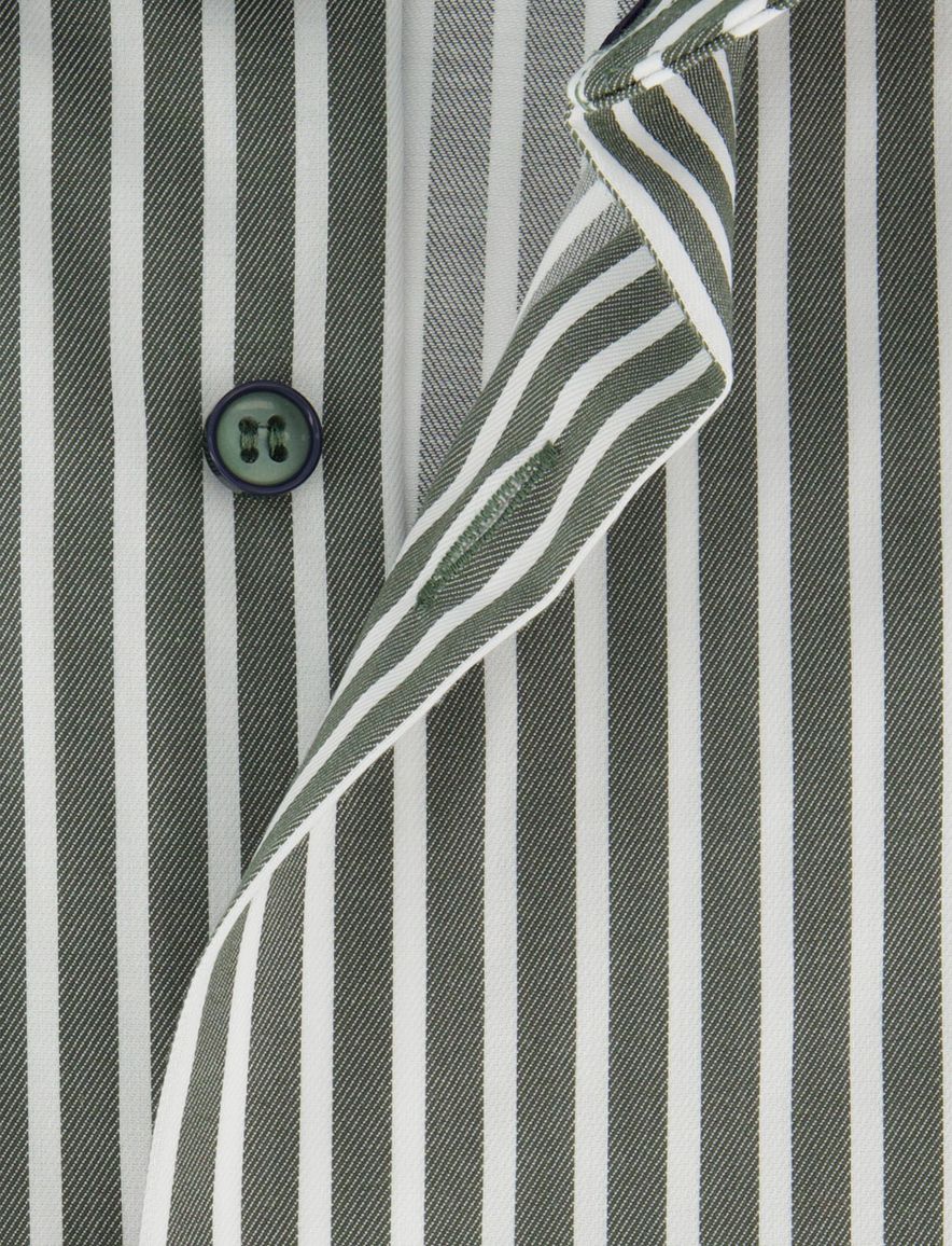 Overhemd groen gestreept Olymp body fit mouwlengte 7