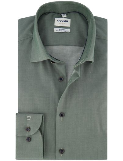 Olymp Overhemd Olymp mouwlengte 7 body fit semi-wide spread groen