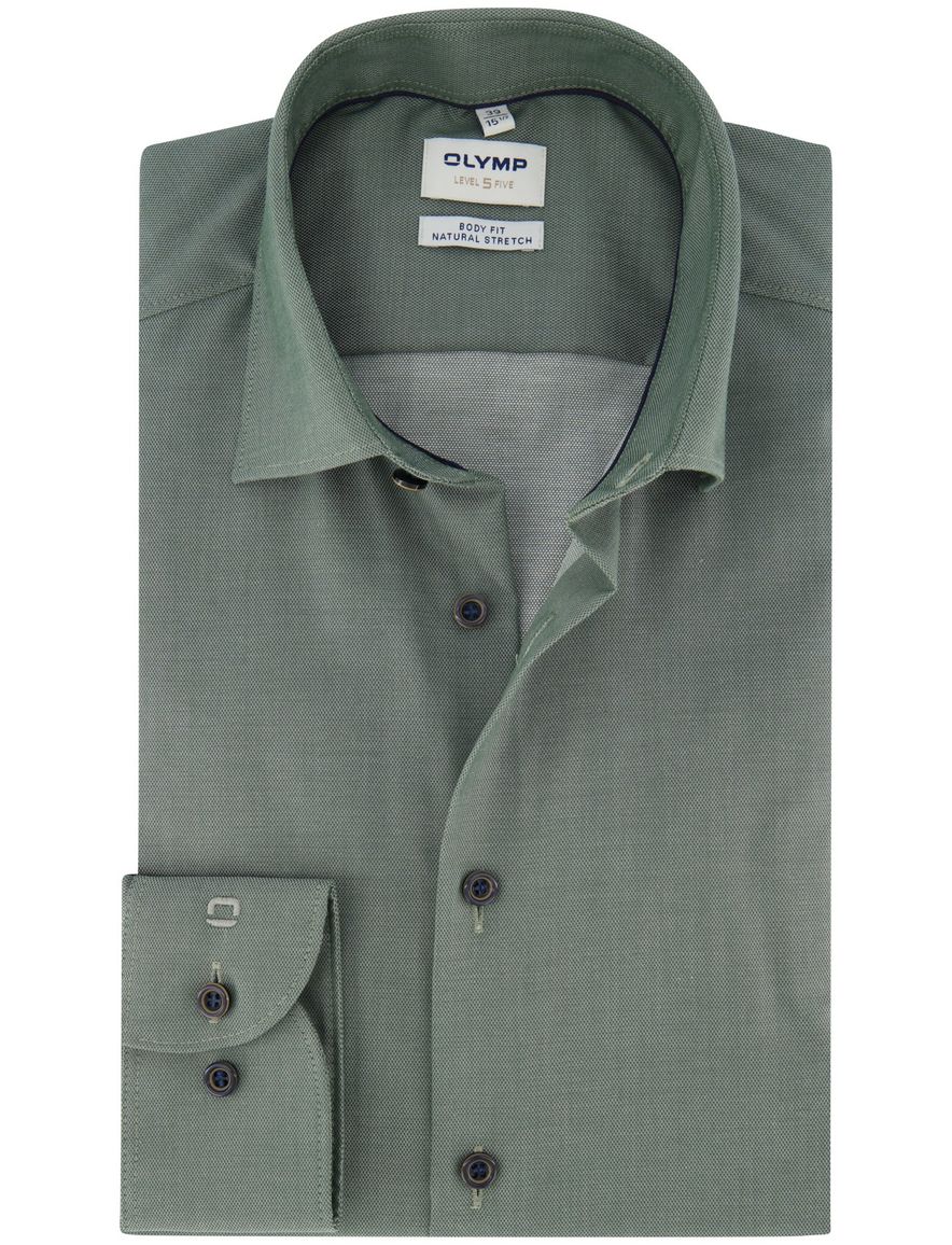Slim fit overhemd Olymp body fit mouwlengte 7 groen