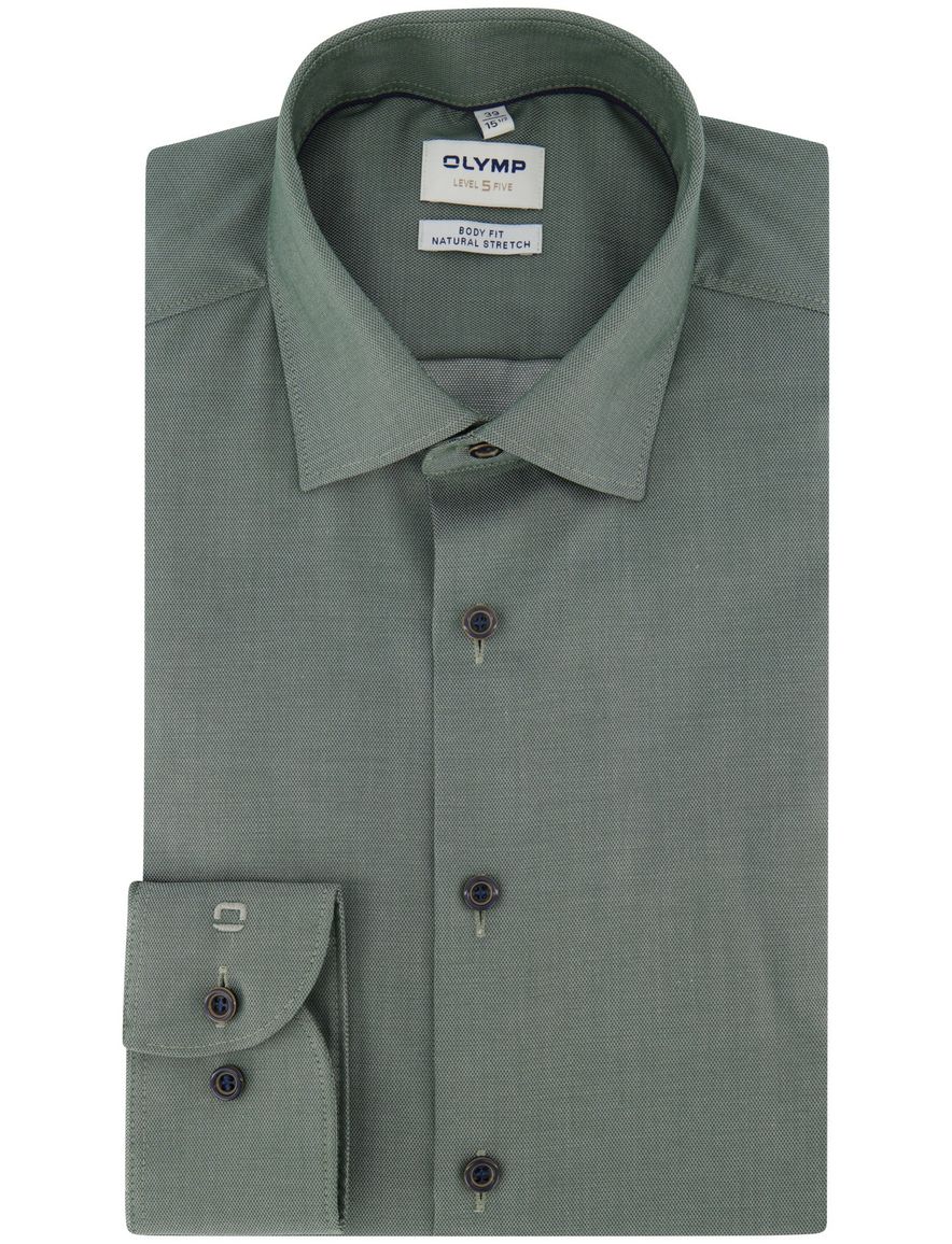 Slim fit overhemd Olymp body fit mouwlengte 7 groen
