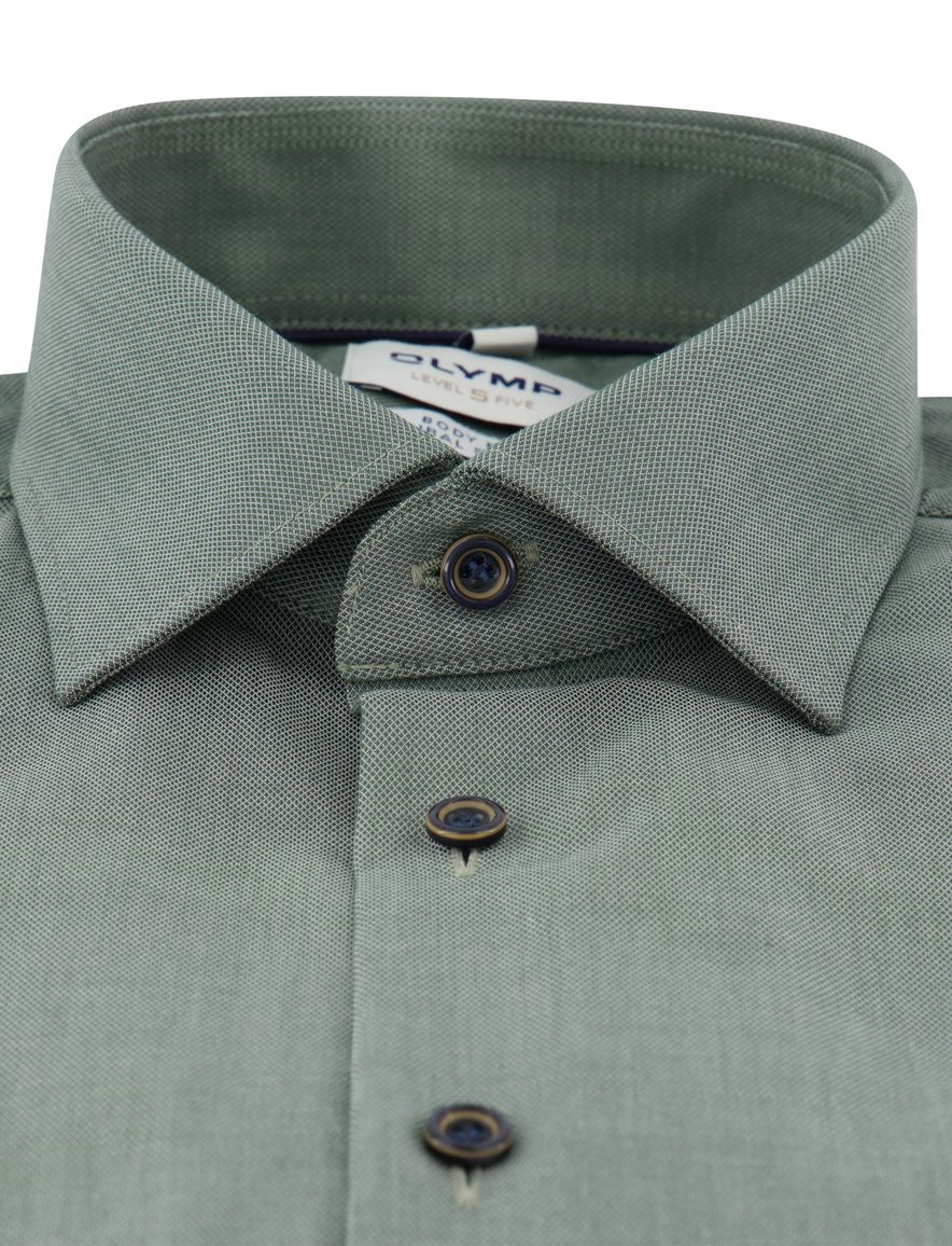 Slim fit overhemd Olymp body fit mouwlengte 7 groen
