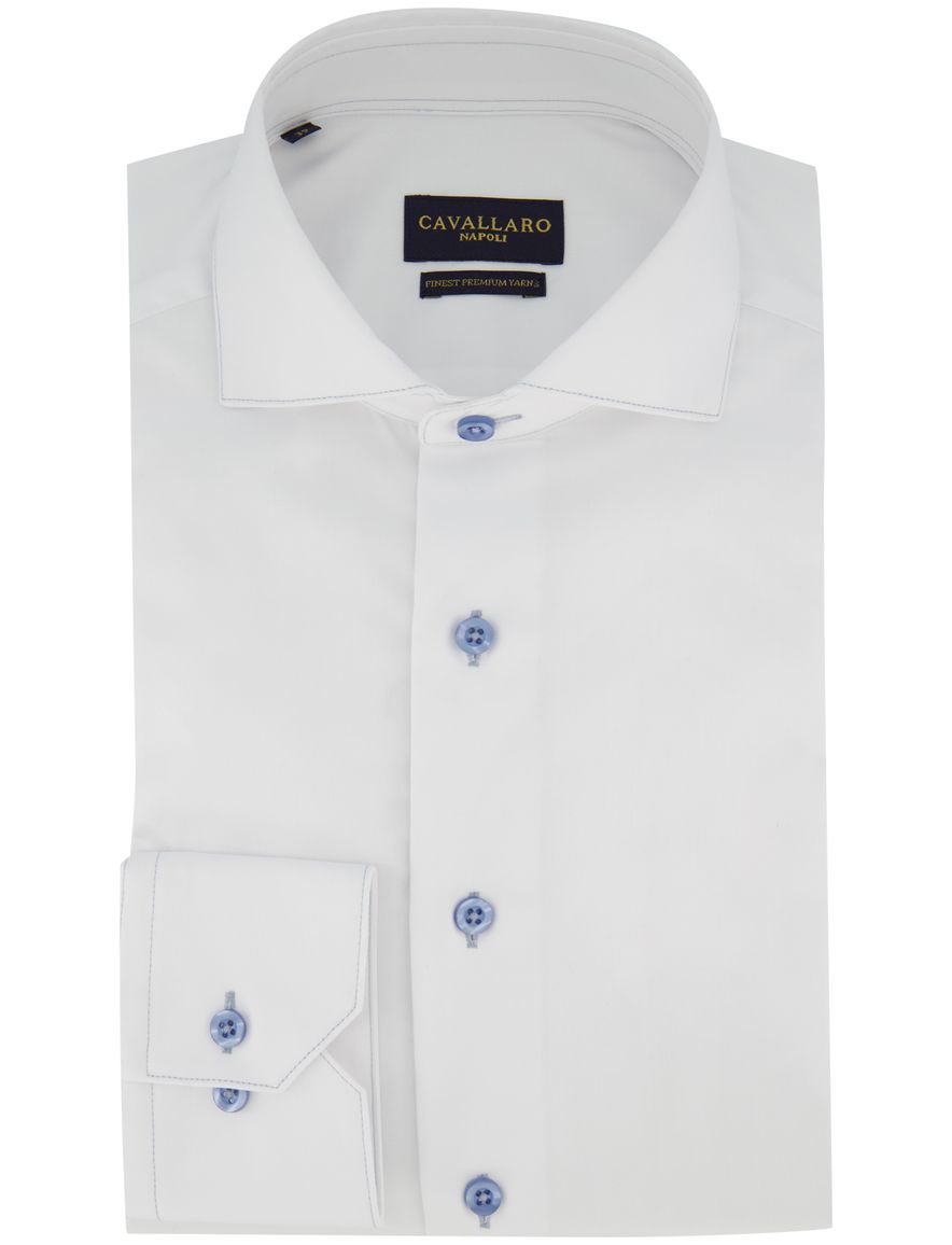 Overhemd Cavallaro wit Cossato slim fit wide spread boord