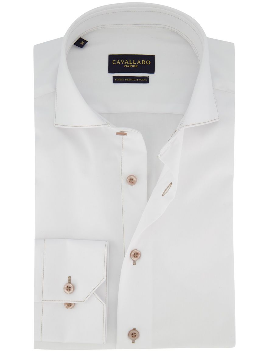 Overhemd Cavallaro wit Cossato slim fit cutaway boord