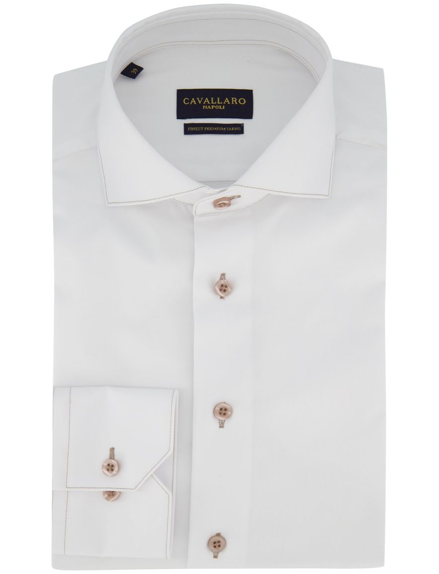 Overhemd Cavallaro wit Cossato slim fit cutaway boord