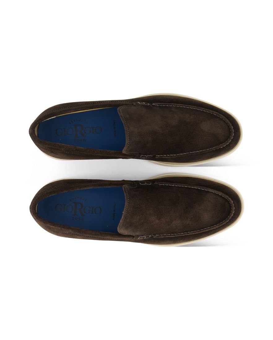 Giorgio loafers bruin suede witte zool effen