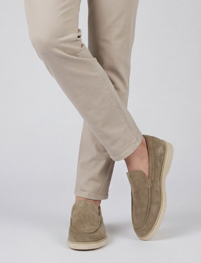 Nette loafers Giorgio beige leer suede effen