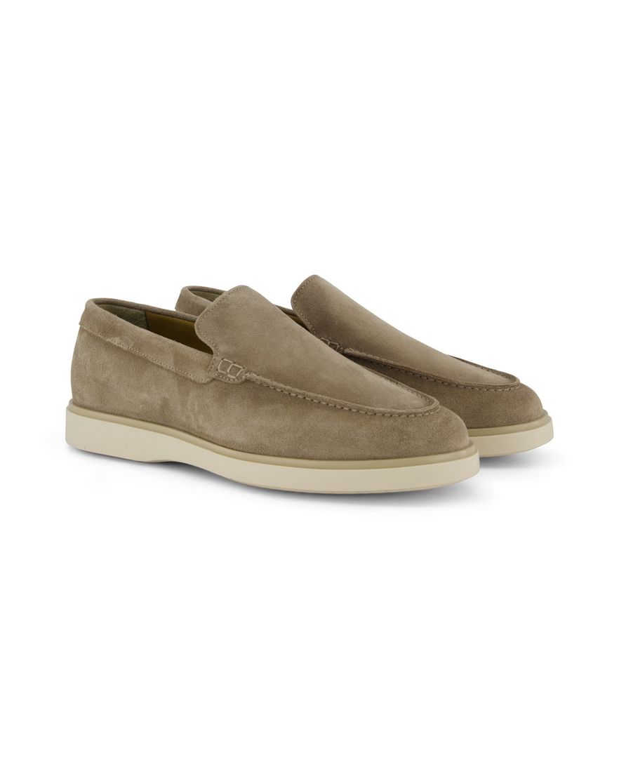 Beige nette effen loafers Giorgio leer suede