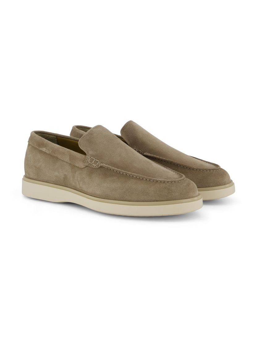 Nette loafers Giorgio beige leer suede effen