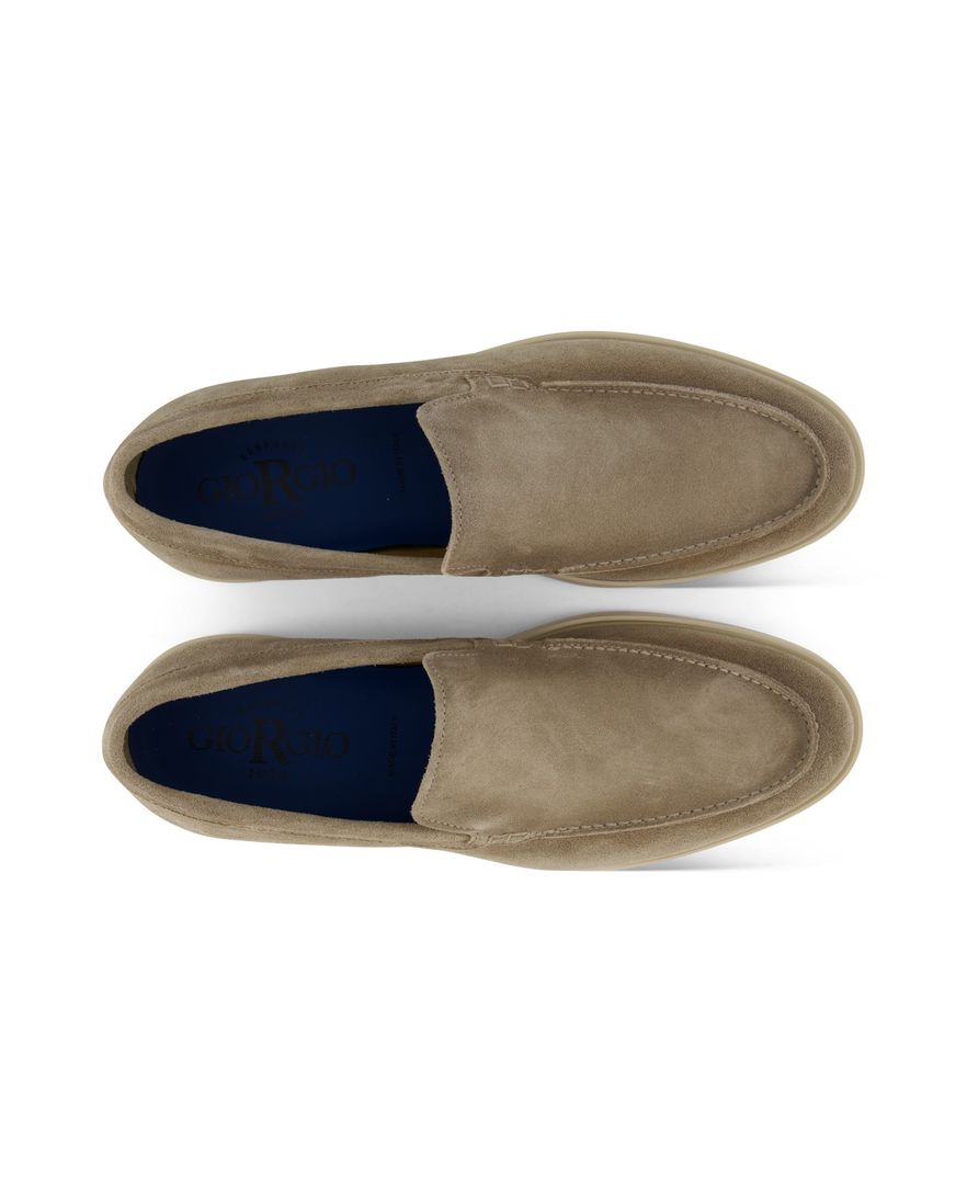 Beige nette effen loafers Giorgio leer suede