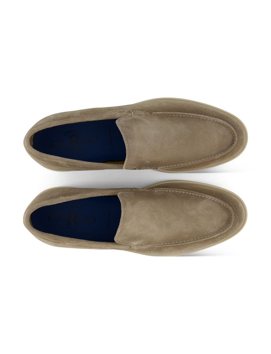 Beige nette effen loafers Giorgio leer suede