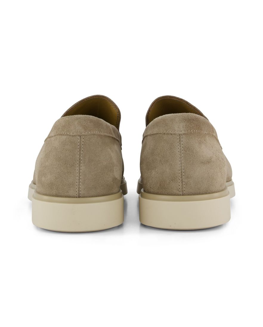 Beige nette effen loafers Giorgio leer suede