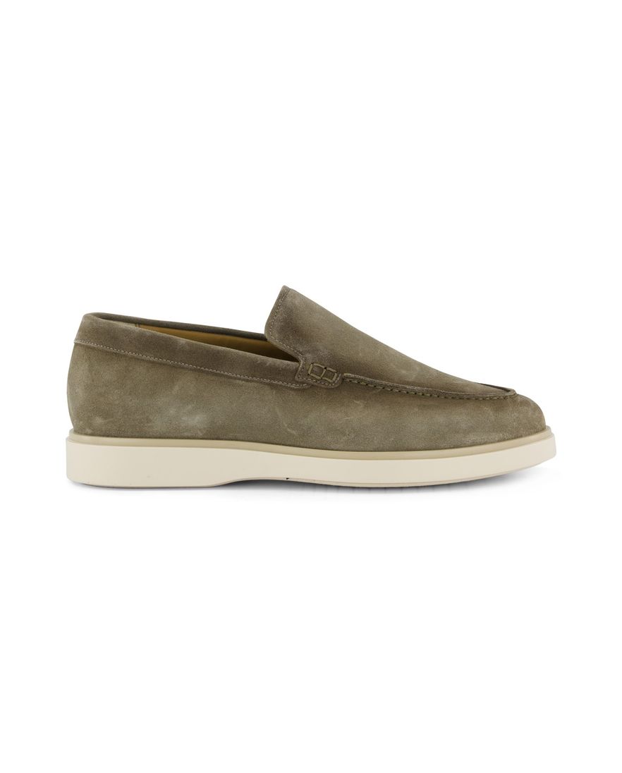 Groene nette effen loafers Giorgio leer suede