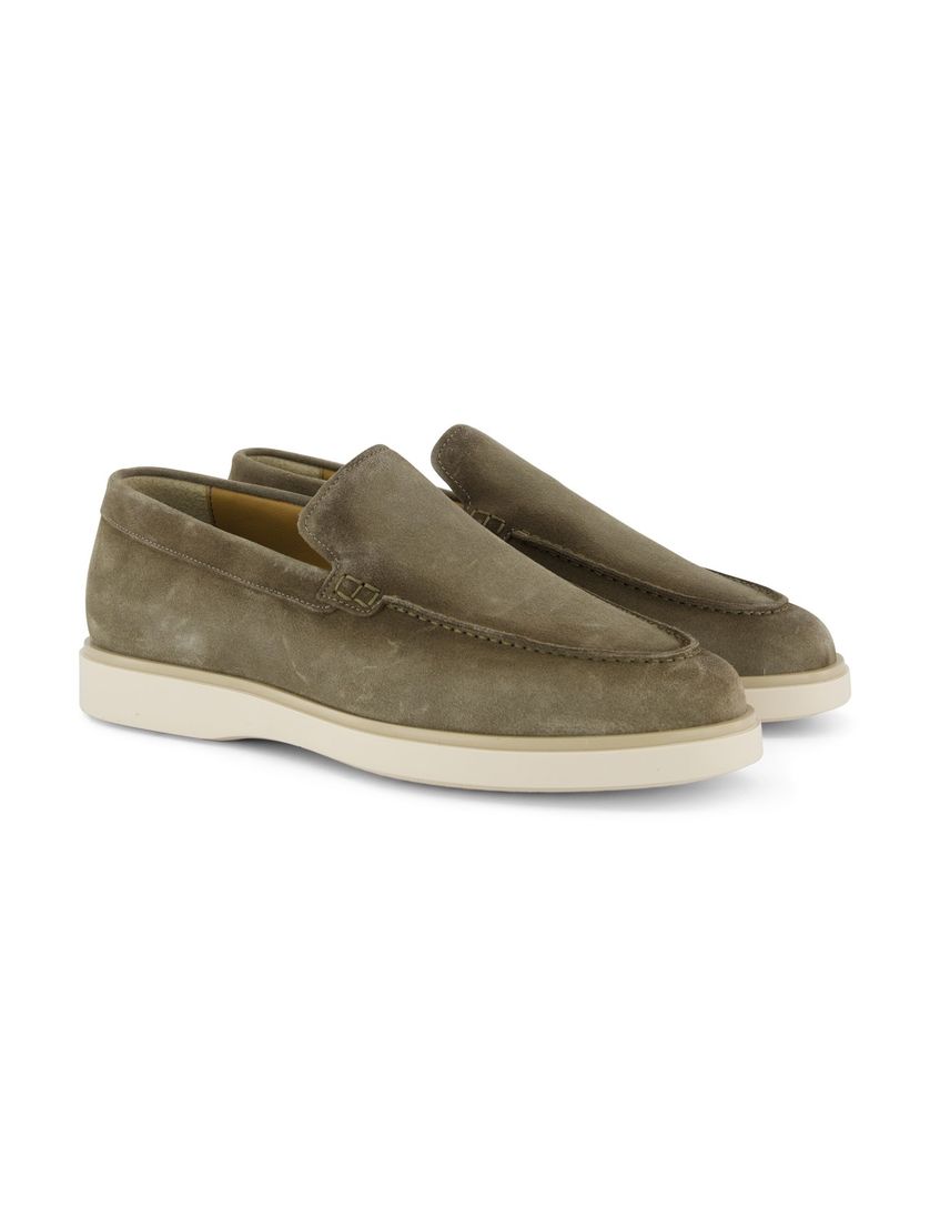 Nette loafers Giorgio groen leer suede effen