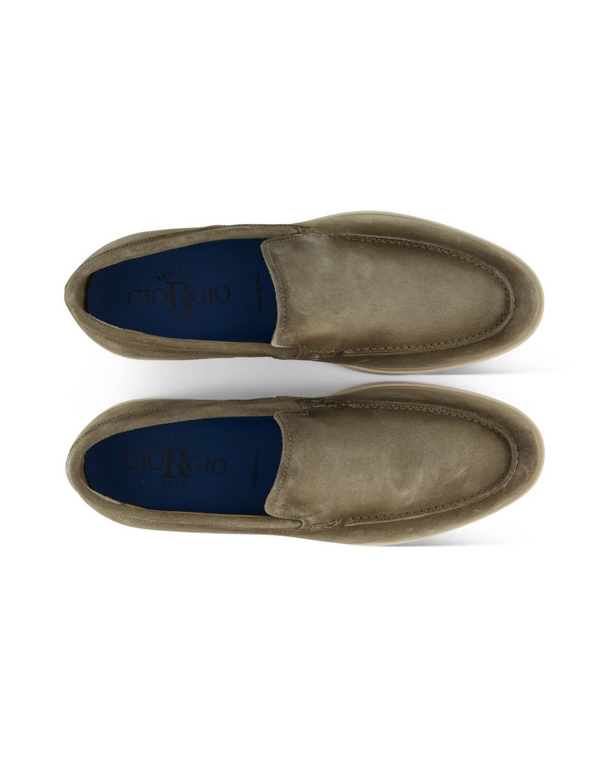 Groene nette effen loafers Giorgio leer suede