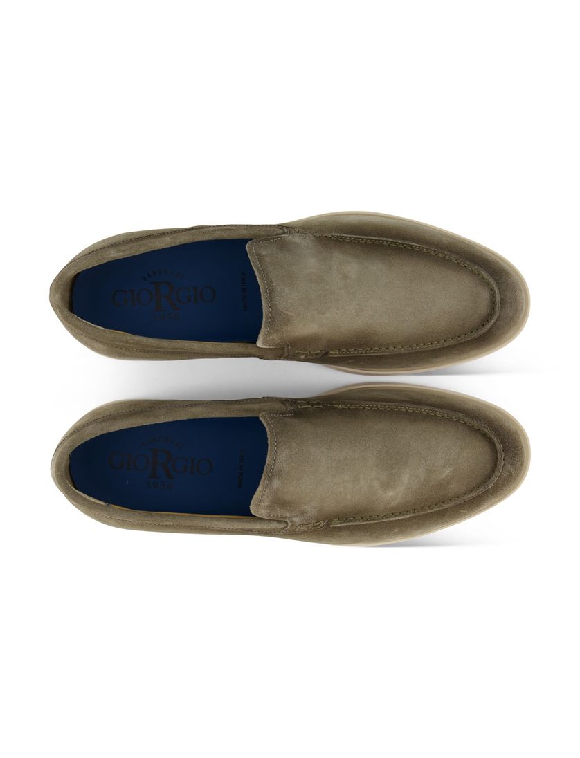 Nette loafers Giorgio groen leer suede effen