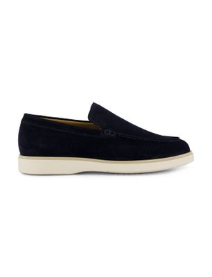 Giorgio Donkerblauwe nette effen loafers Giorgio leer suede