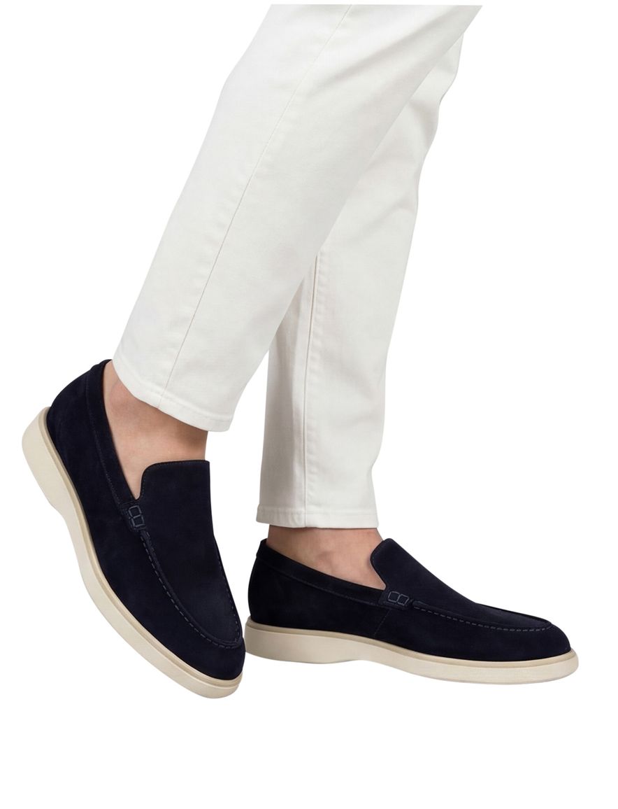 Donkerblauwe nette effen loafers Giorgio leer suede