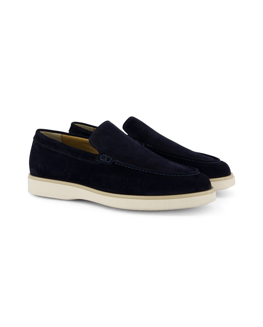 Donkerblauwe nette effen loafers Giorgio leer suede