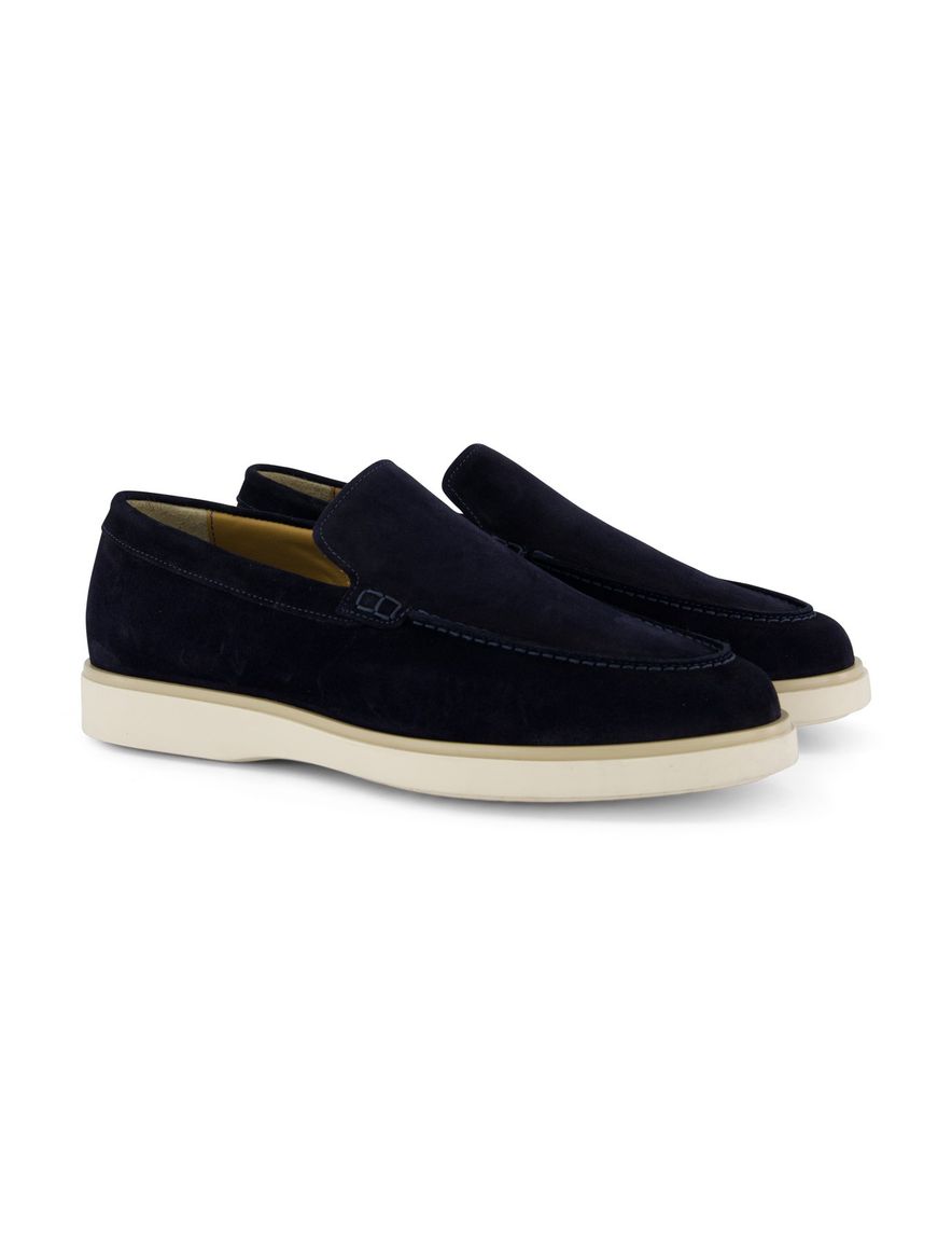 Donkerblauwe nette effen loafers Giorgio leer suede