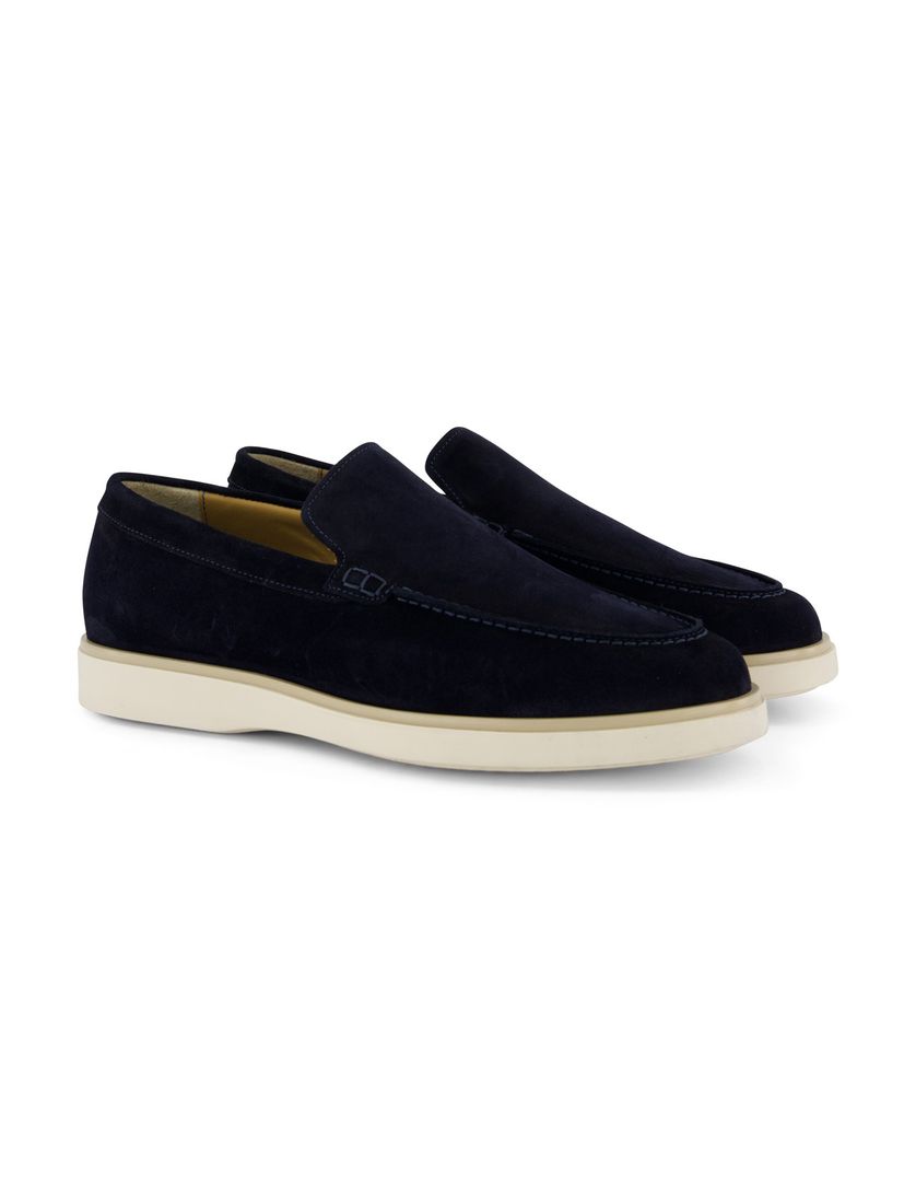Nette loafers Giorgio donkerblauw leer suede effen