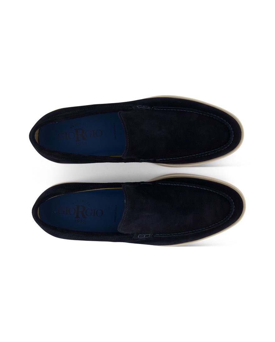 Donkerblauwe nette effen loafers Giorgio leer suede