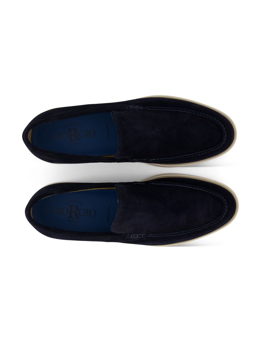 Donkerblauwe nette effen loafers Giorgio leer suede