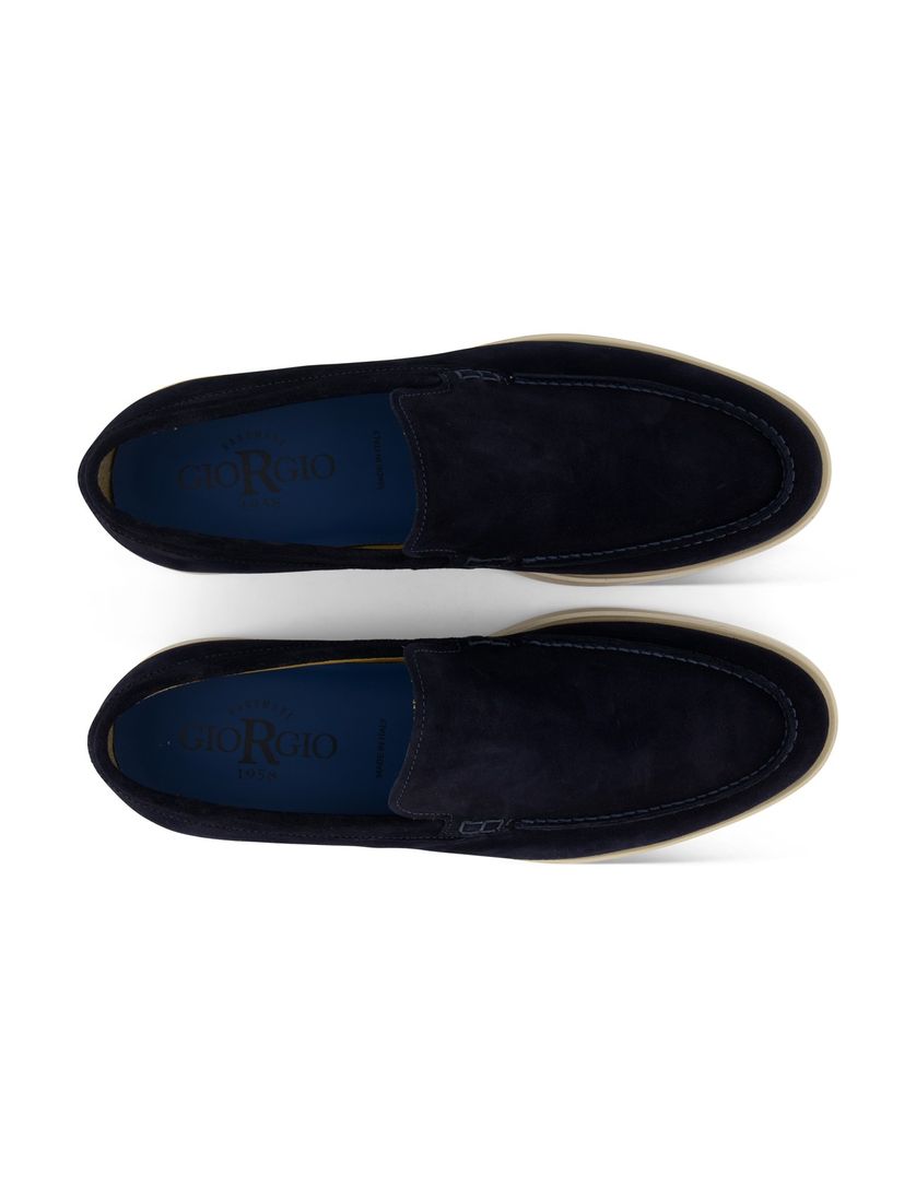 Nette loafers Giorgio donkerblauw leer suede effen