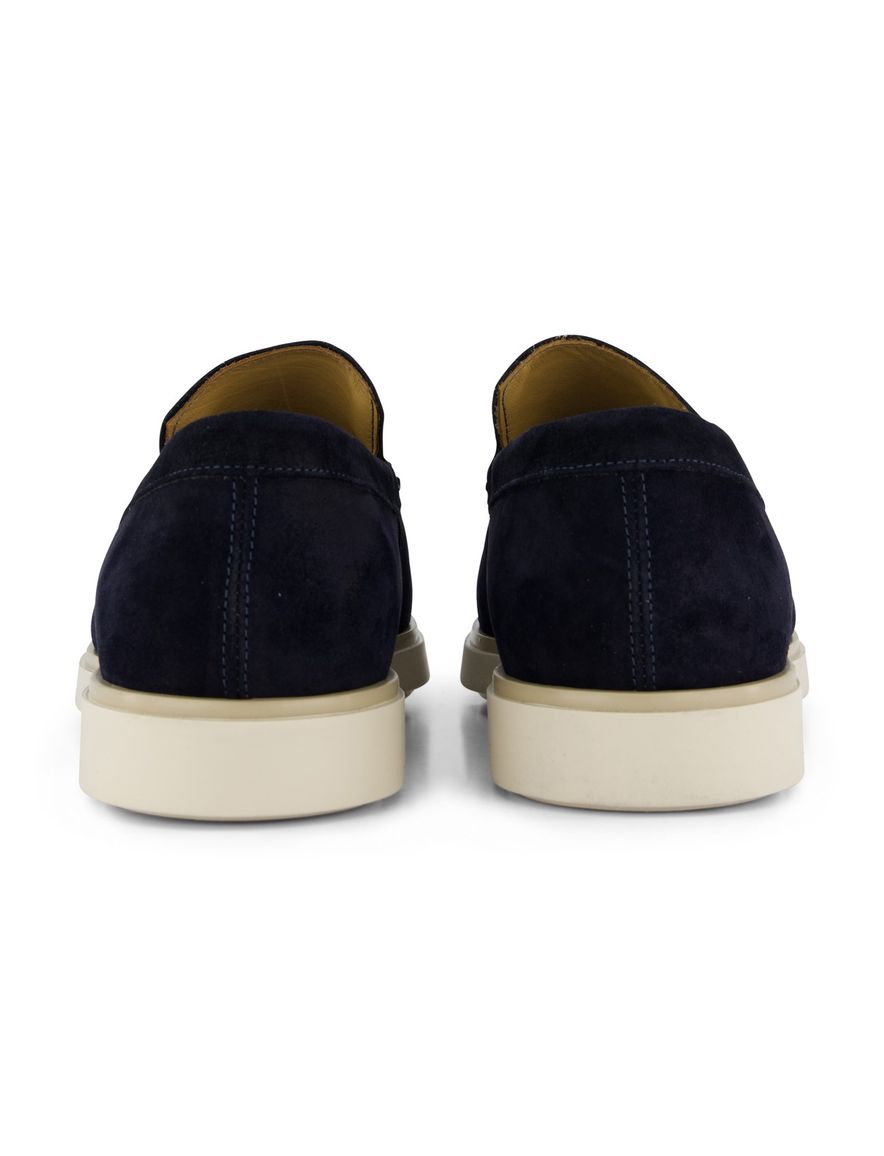Donkerblauwe nette effen loafers Giorgio leer suede