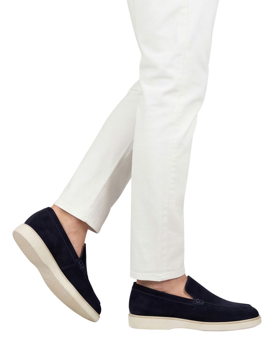 Donkerblauwe nette effen loafers Giorgio leer suede