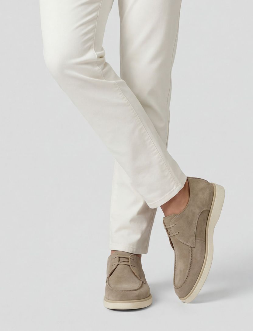 Veterschoenen Giorgio suede leer beige