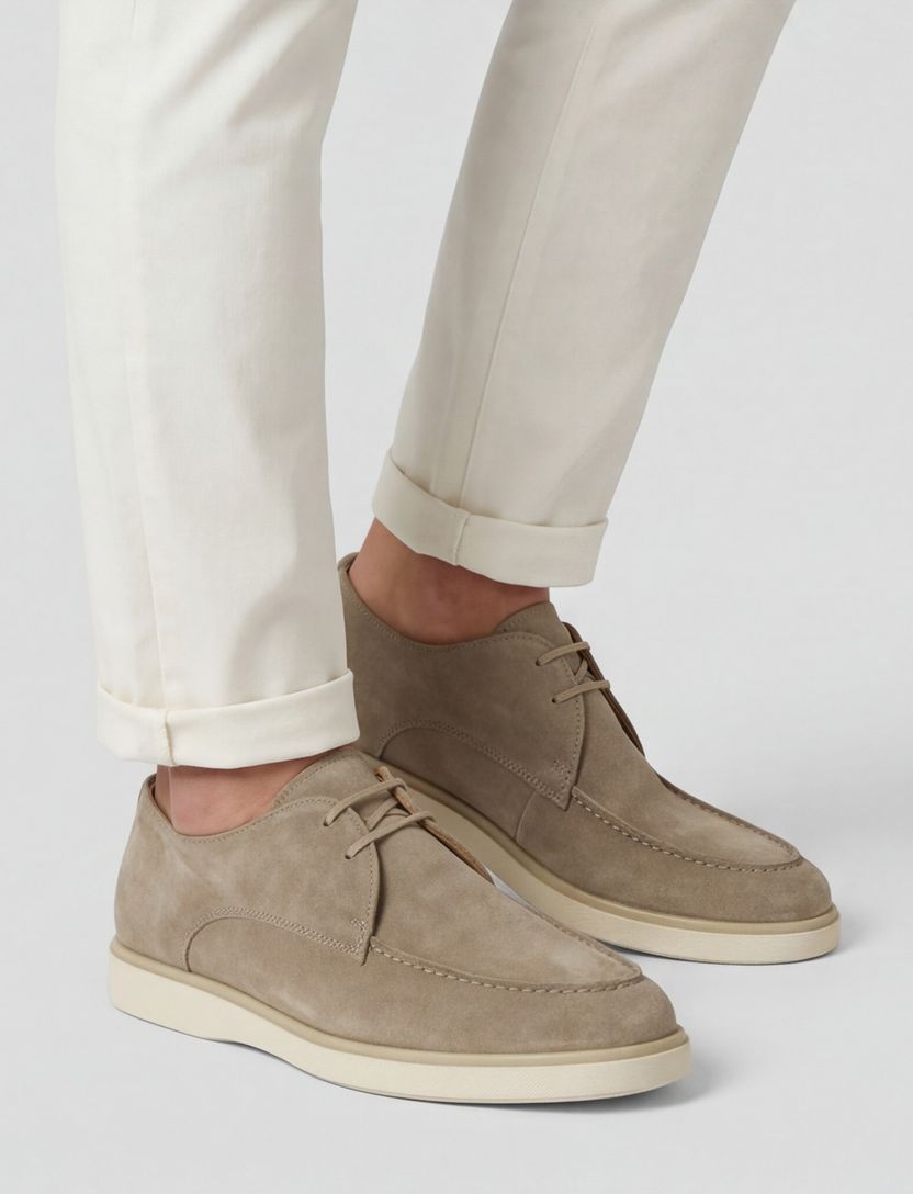 Veterschoenen Giorgio suede leer beige