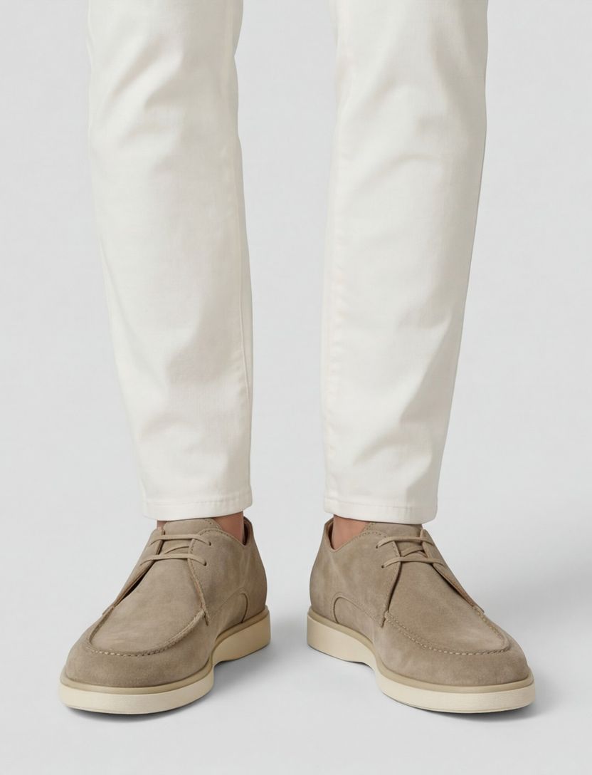 Veterschoenen Giorgio suede leer beige
