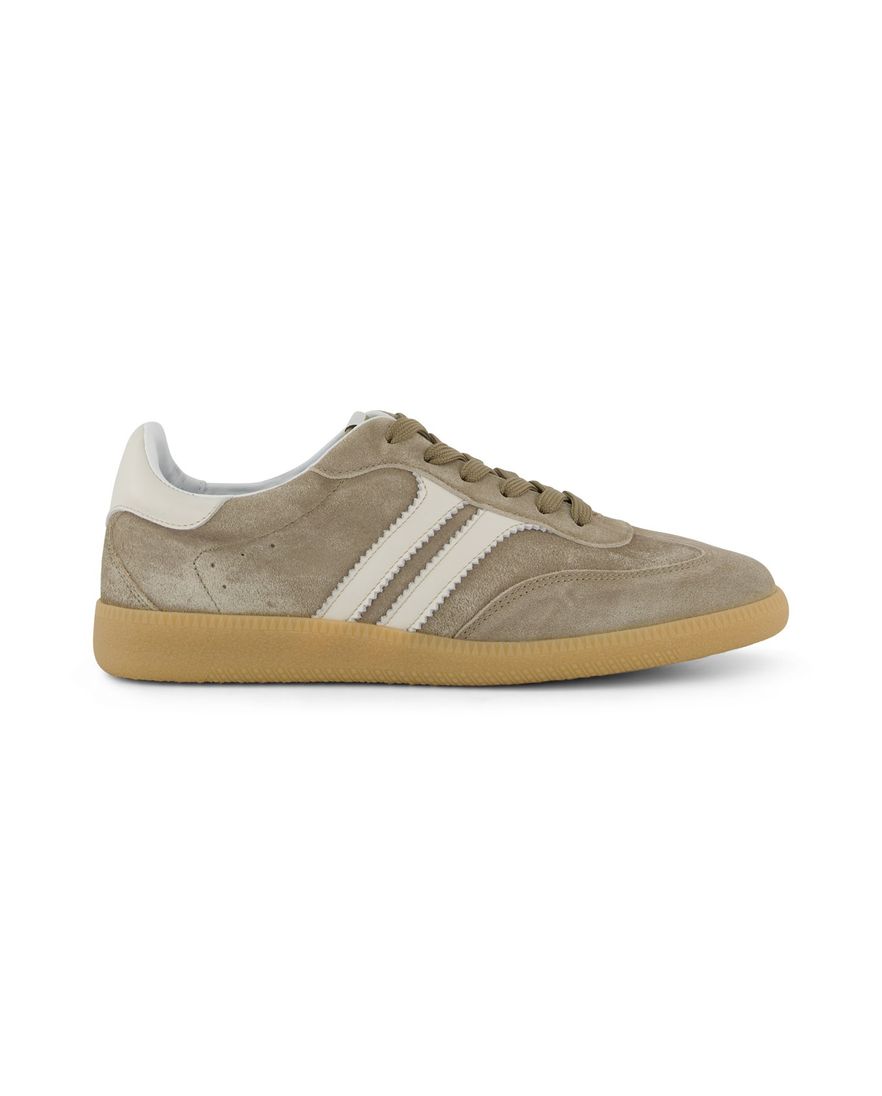 Taupe sneakers Giorgio leer rubber