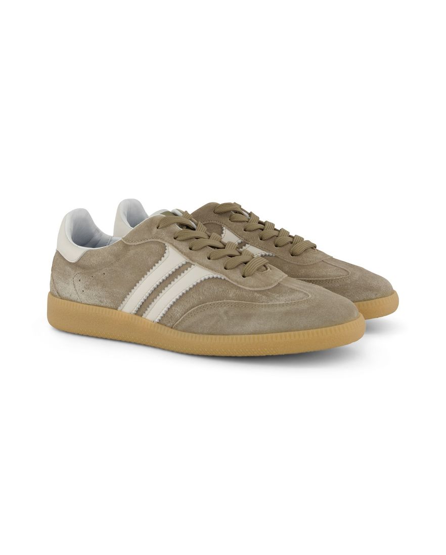 Taupe sneakers Giorgio leer rubber