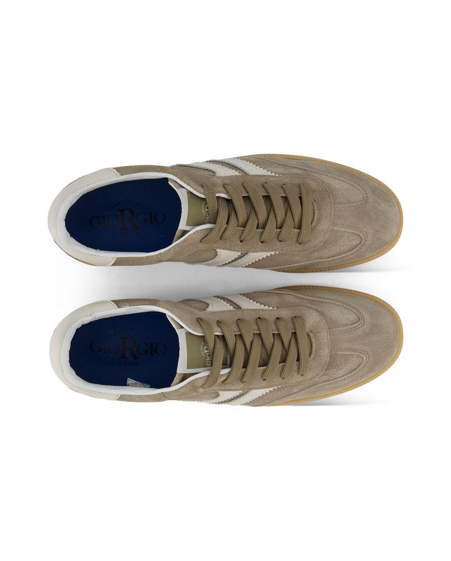 Taupe sneakers Giorgio leer rubber