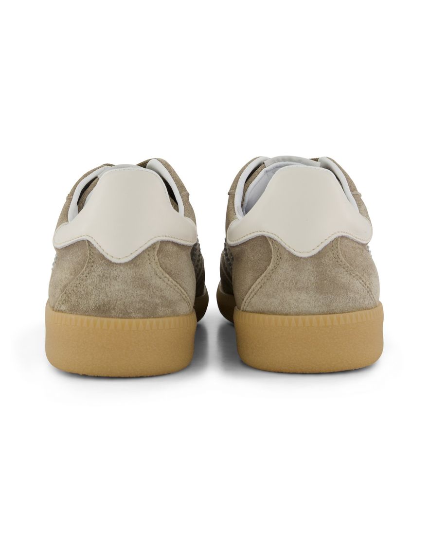 Taupe sneakers Giorgio leer rubber