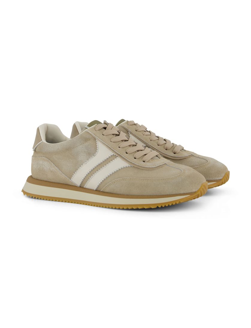beige wit sneakers laag Giorgio met blauwe beige veters