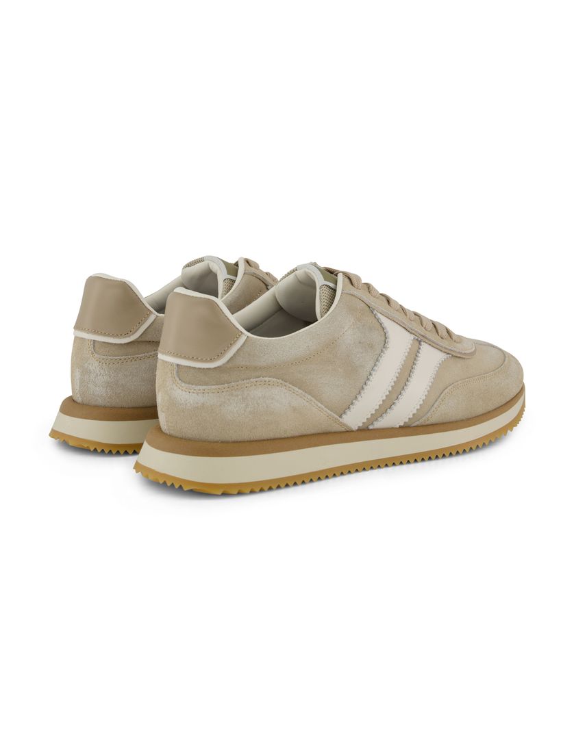 beige wit sneakers laag Giorgio met blauwe beige veters