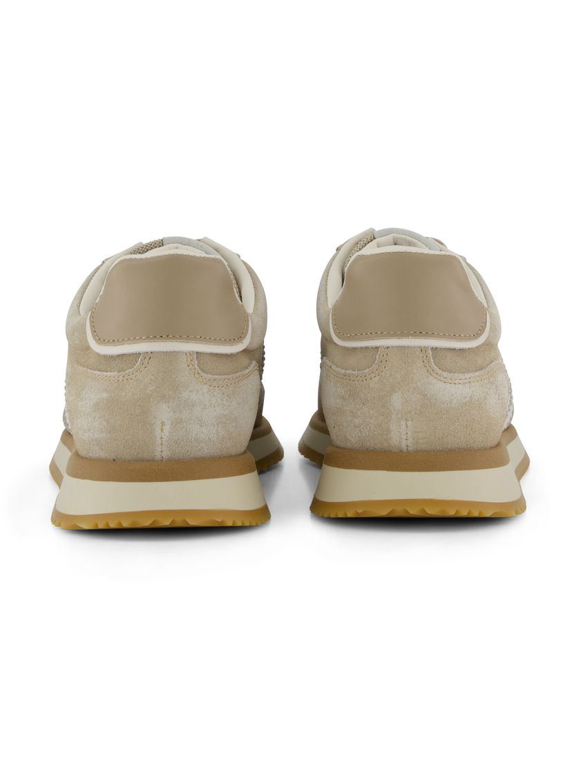 beige wit sneakers laag Giorgio met blauwe beige veters