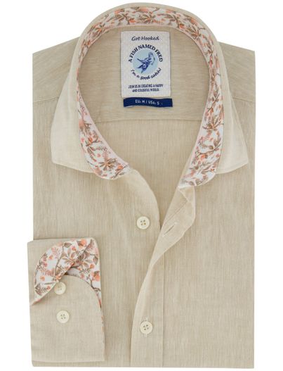 A Fish Named Fred Beige katoenen linnen A Fish Named Fred overhemd