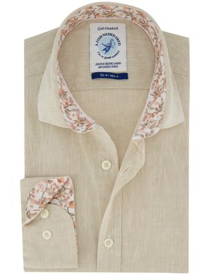 A Fish Named Fred Overhemd A Fish Named Fred beige gemeleerd katoen linnen