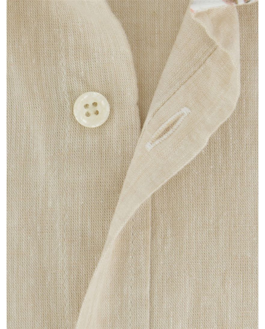 Overhemd A Fish Named Fred beige gemeleerd katoen linnen