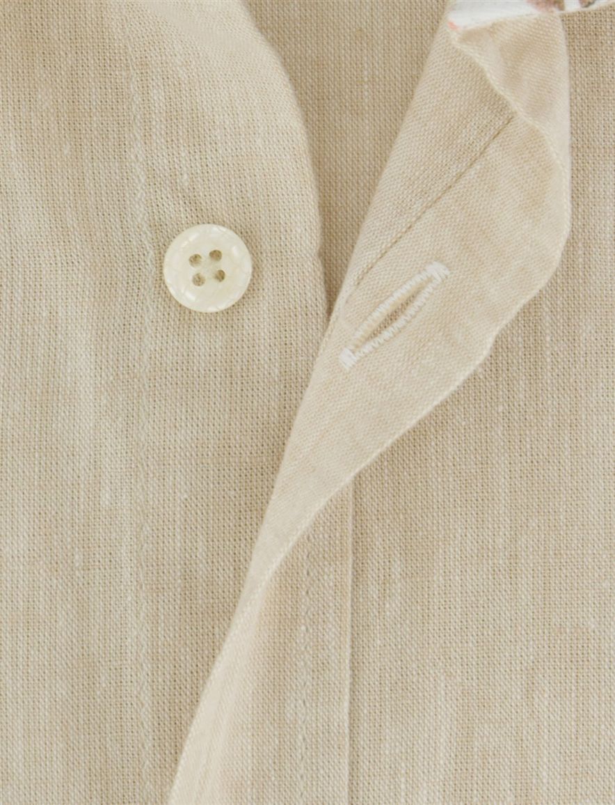 Overhemd A Fish Named Fred beige gemeleerd katoen linnen