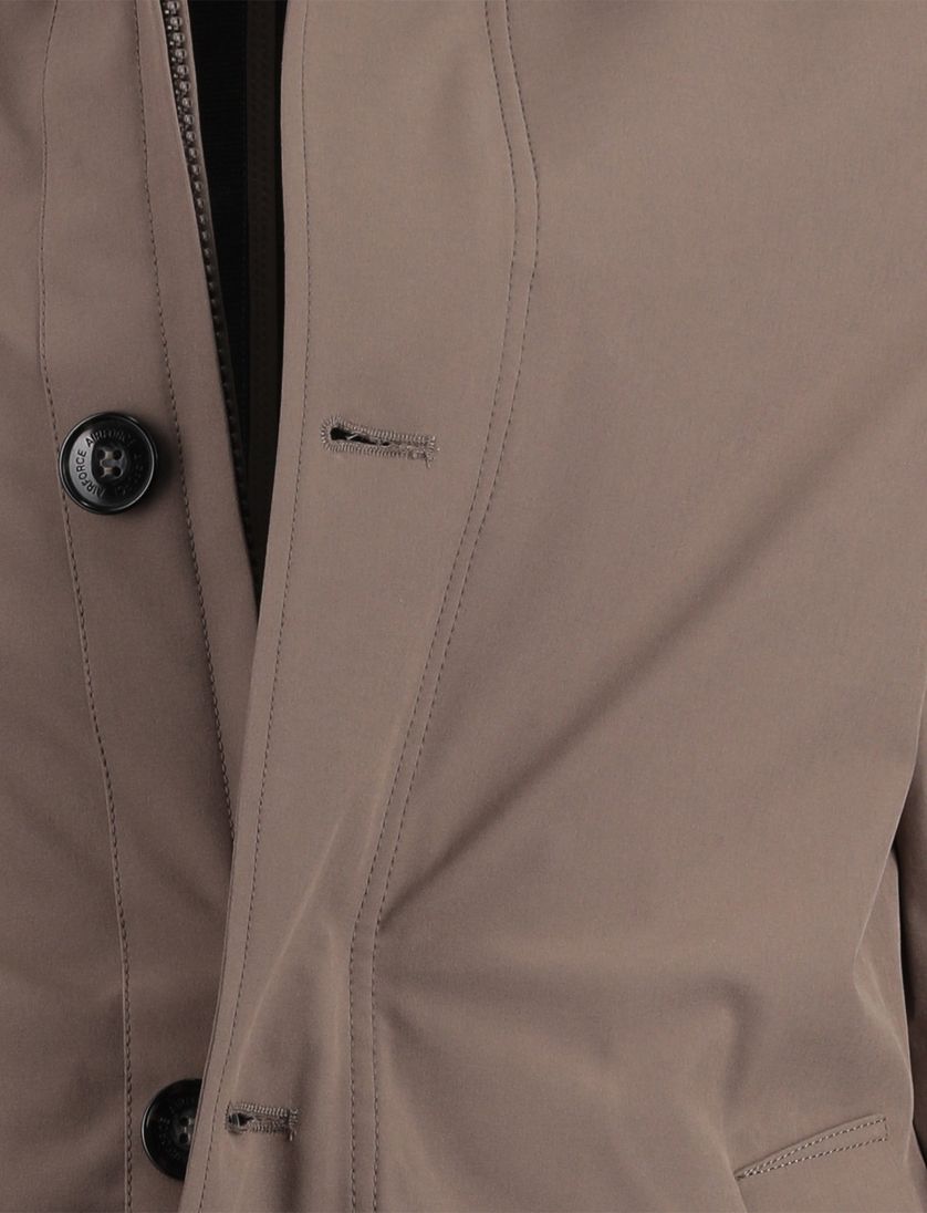 softshelljas bruin Airforce rits en knopen