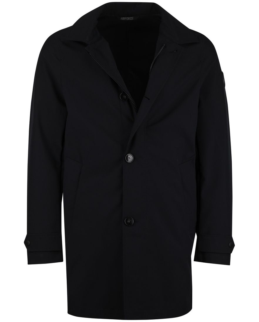 manteljas navy met rits en knoop polyester Airforce