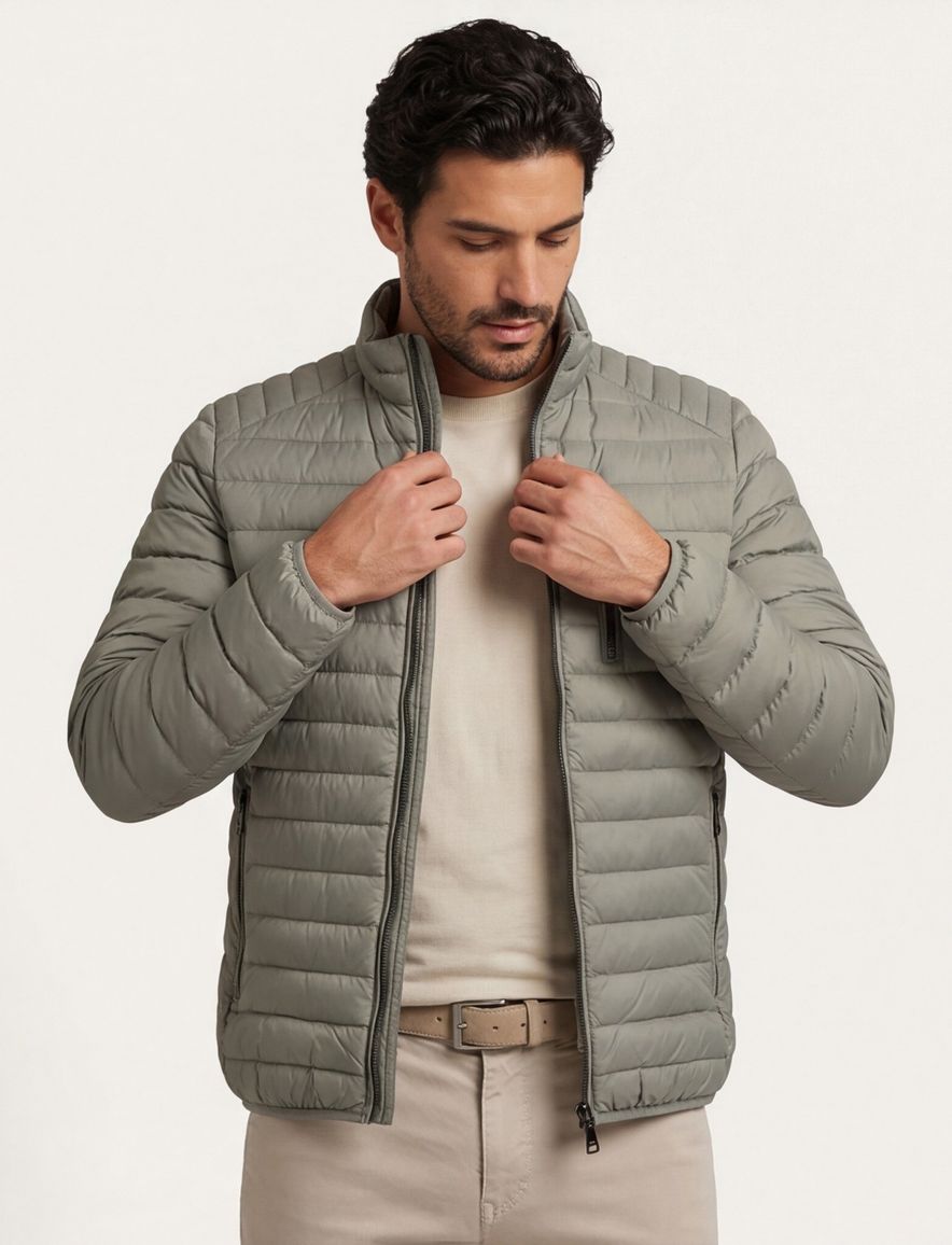 Reset korte jas gewatteerd groen met borstzak