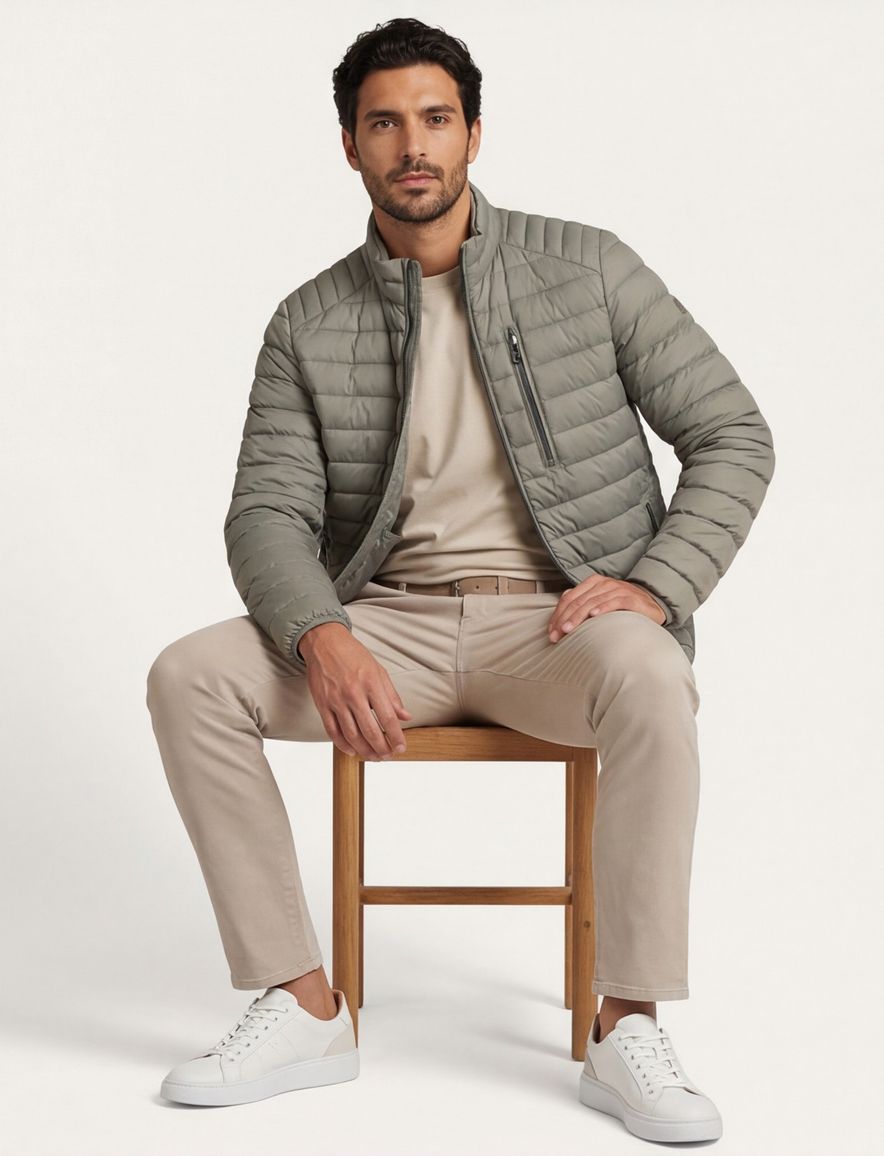 Reset korte jas gewatteerd groen met borstzak