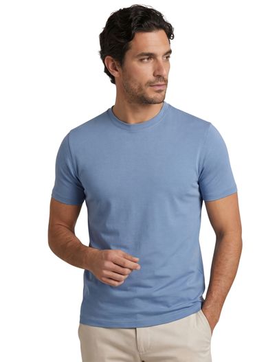 Thomas Maine Blauwe t-shirt korte mouw Thomas Maine katoen